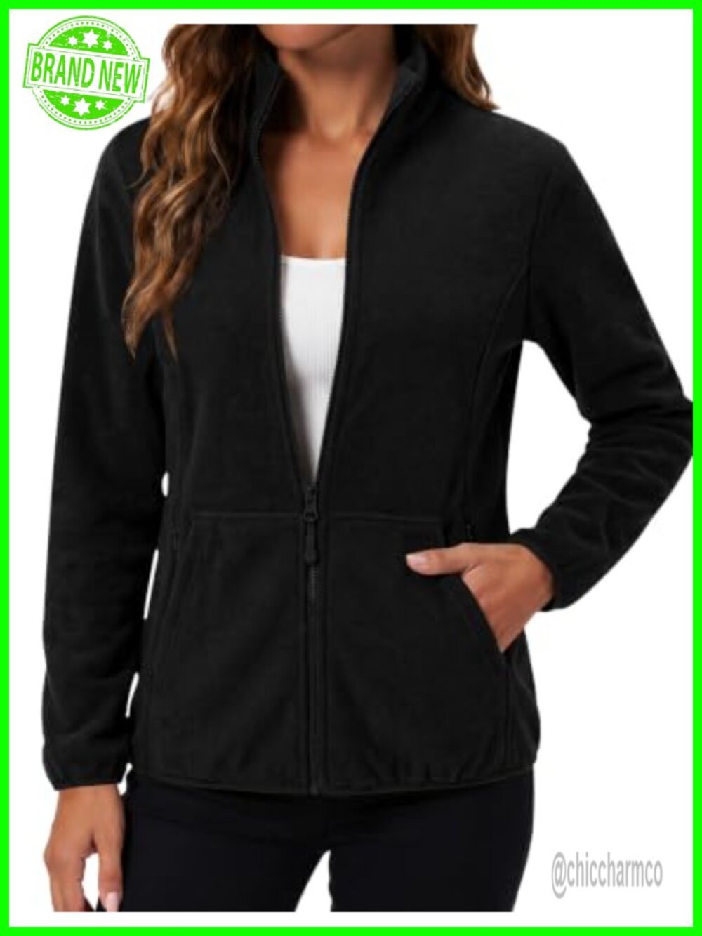 Polar Fleece Jacket Women Full Zip Lightweight Coat with Pockets